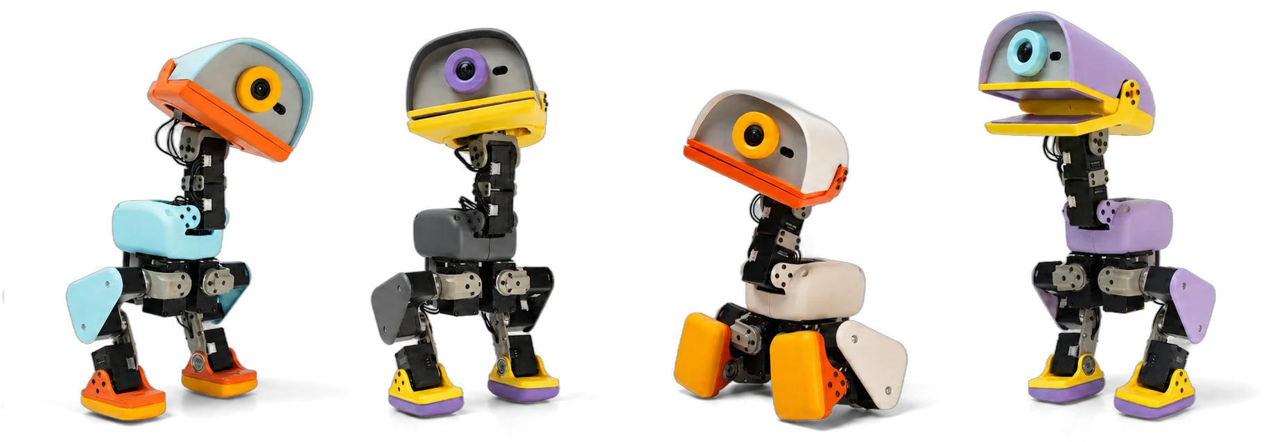 Microduck robots in four colours